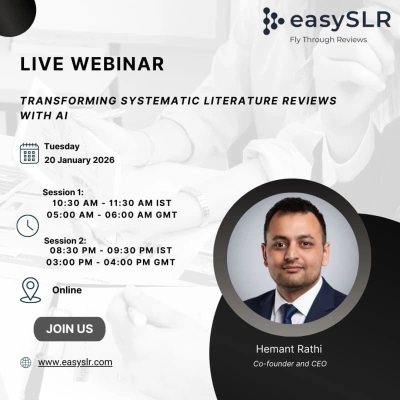 Live Webinar: EasySLR – Transforming Systematic Literature Reviews with AI